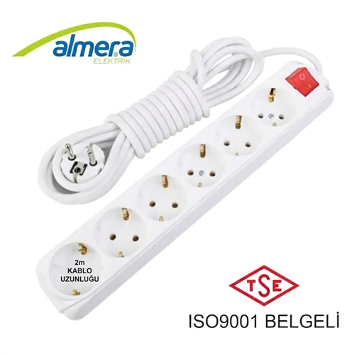 ALMERA 6LI GRUP PRİZ ANAHTARLI 2M  KL:24